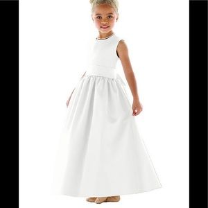 DESSY Style #FL4021 White Flowergirl Dress with no sash